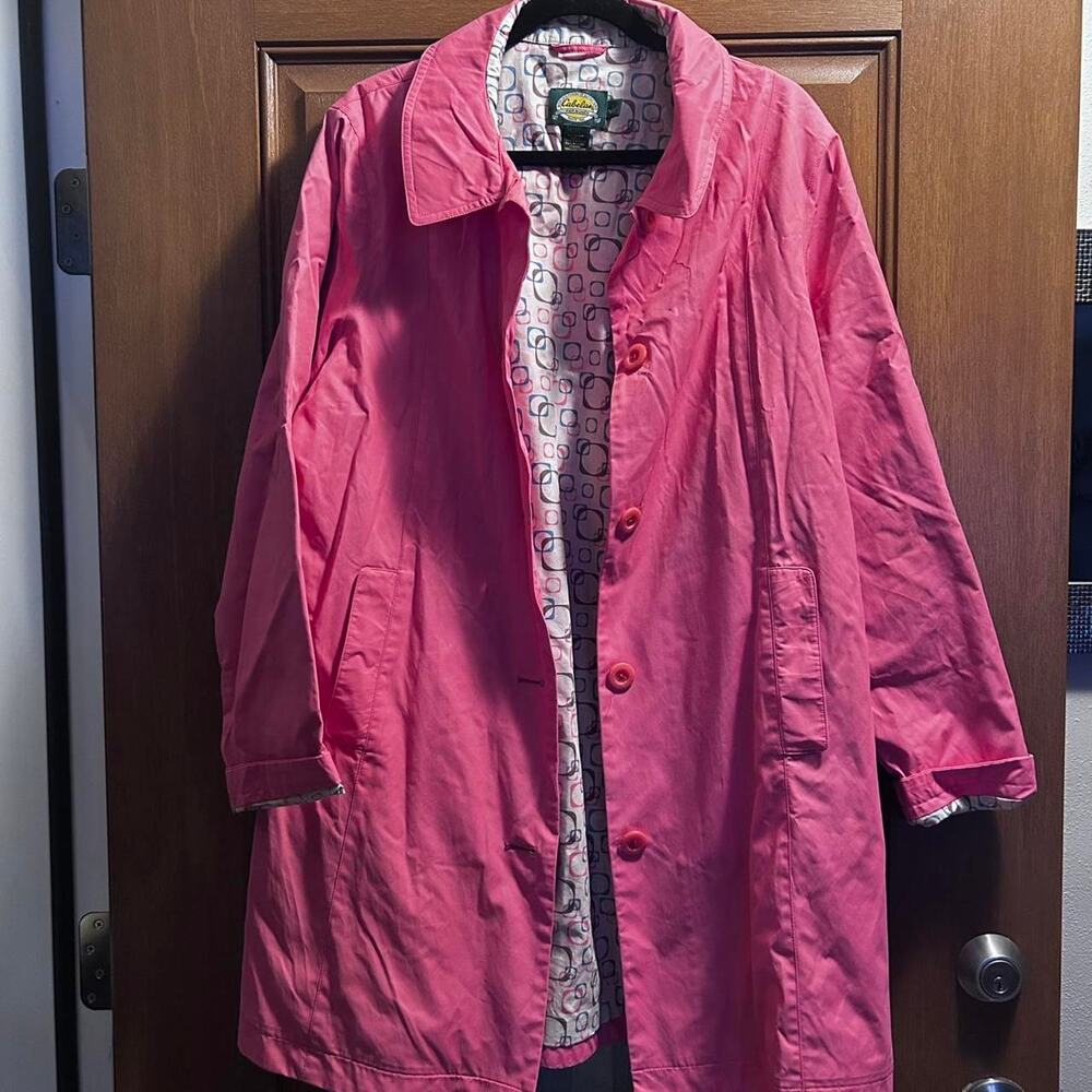 Pink cabelas lightweight windbreakerrain‎ trench Large Womens